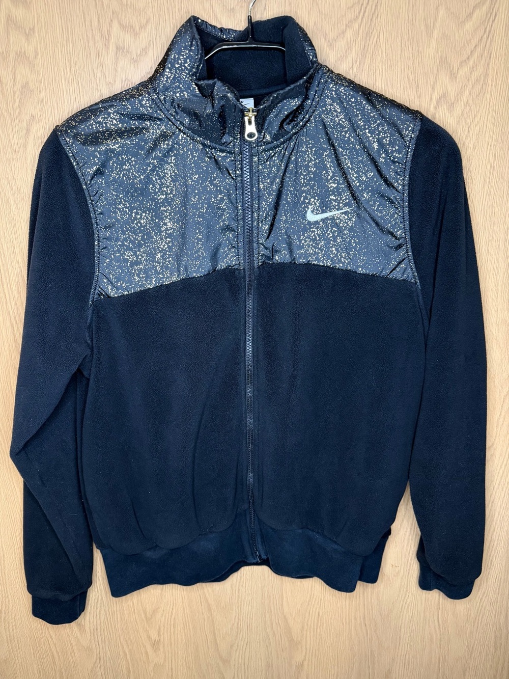 Nike Black Fleece Jacket with Gold Sparkle Yoke